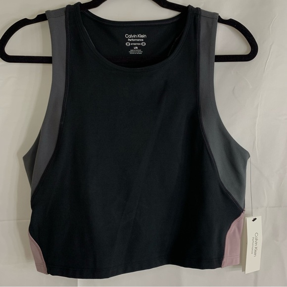 NWT Calvin Klein Performance Colorblock Crop Top, size L - Picture 10 of 10